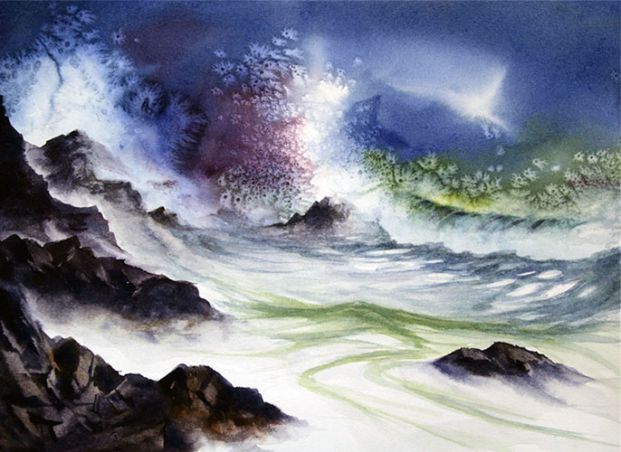 Wild Surf Watercolor